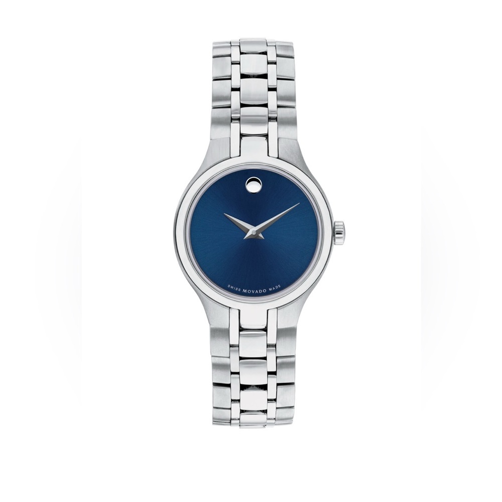 New Movado Women’s Collection Blue Dial Stainless Steel Watch 0606370